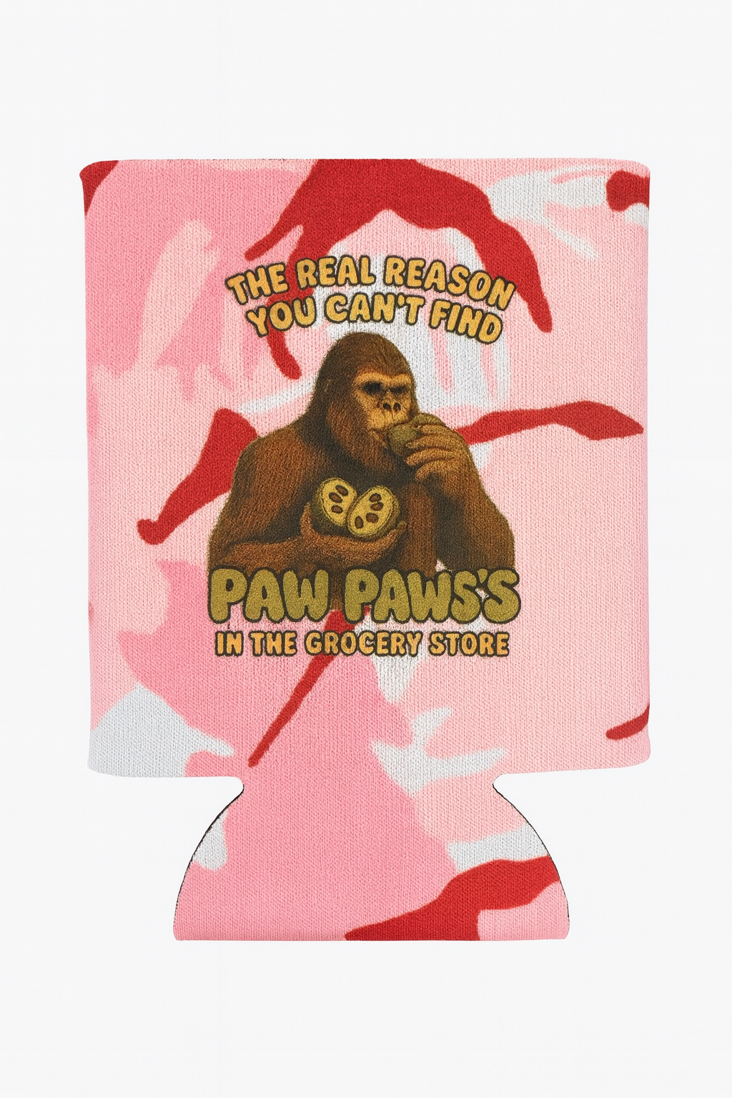 Bigfoot Eating a Paw Paw 12oz. Foam can coolie