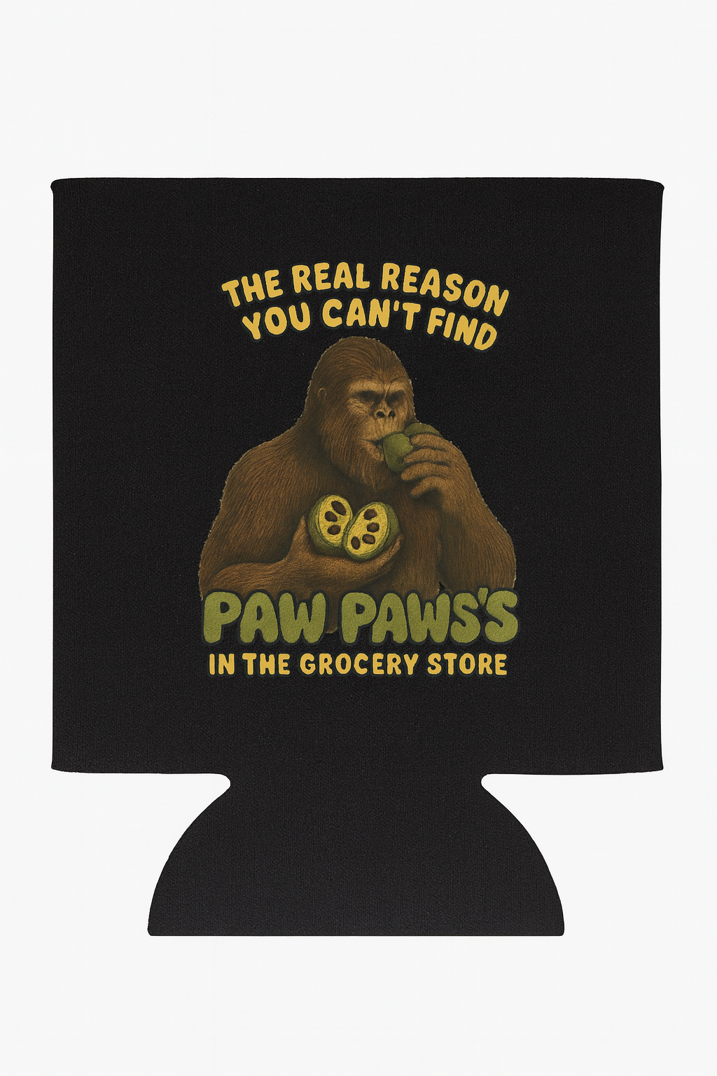 Bigfoot Eating a Paw Paw 12oz. Foam can coolie