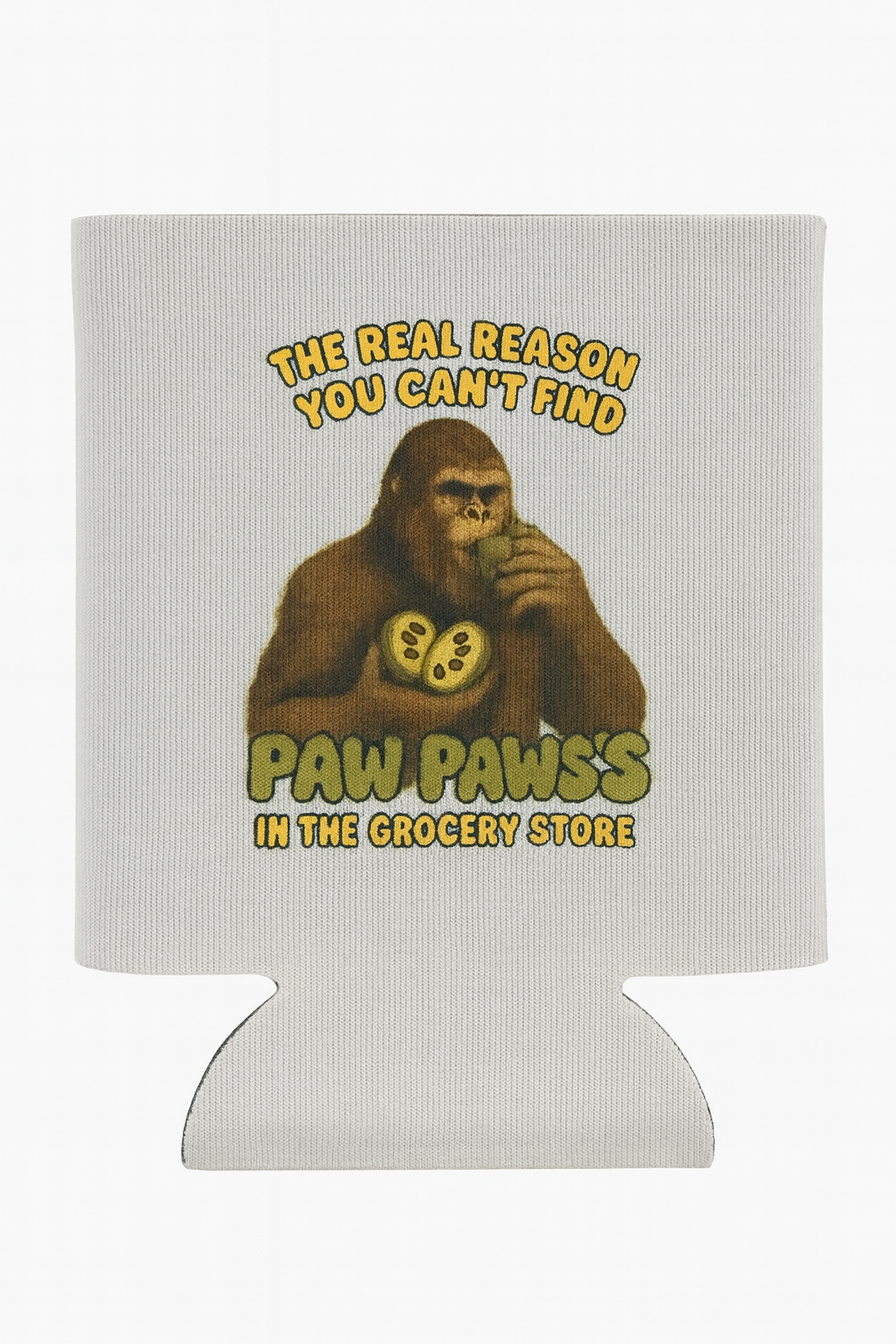 Bigfoot Eating a Paw Paw 12oz. Foam can coolie