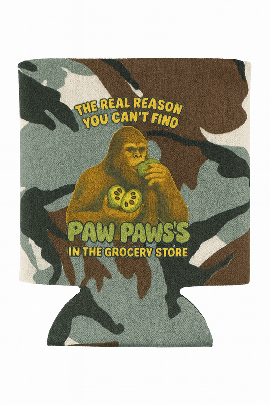 Bigfoot Eating a Paw Paw 12oz. Foam can coolie