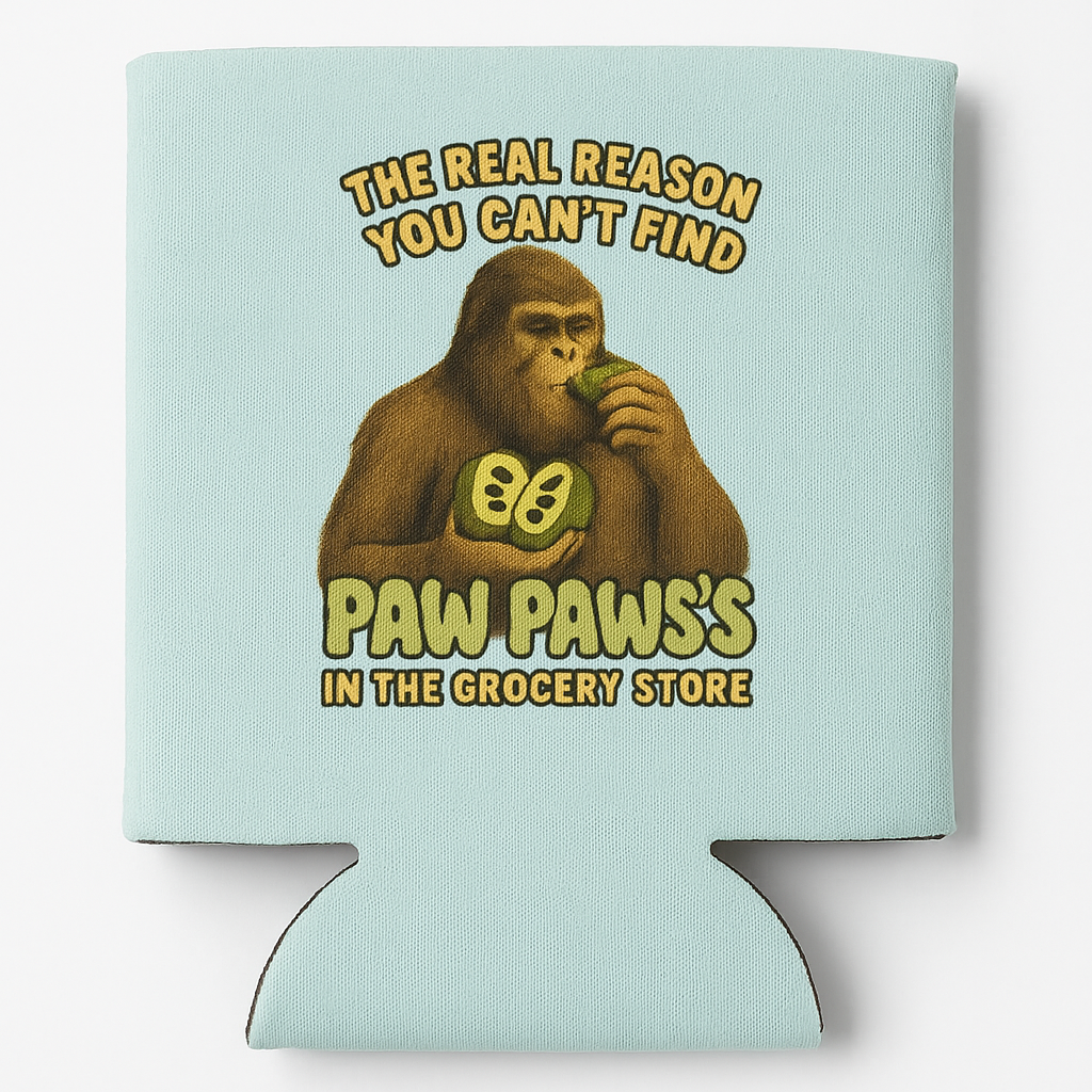 Bigfoot Eating a Paw Paw 12oz. Foam can coolie
